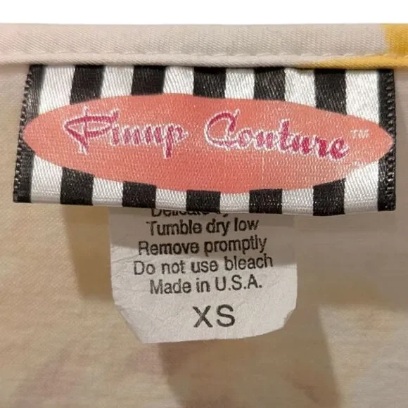 Pinup Couture U.S.A. Retro Floral Print Women's XS A-Line Dress Yellow & Black - Picture 6 of 8